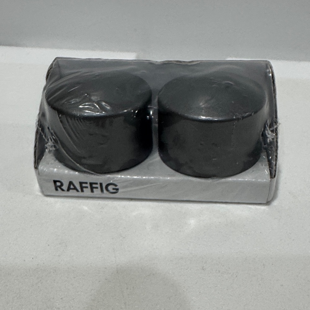 NIB IKEA RAFFIG gray curtain rod caps one set of two